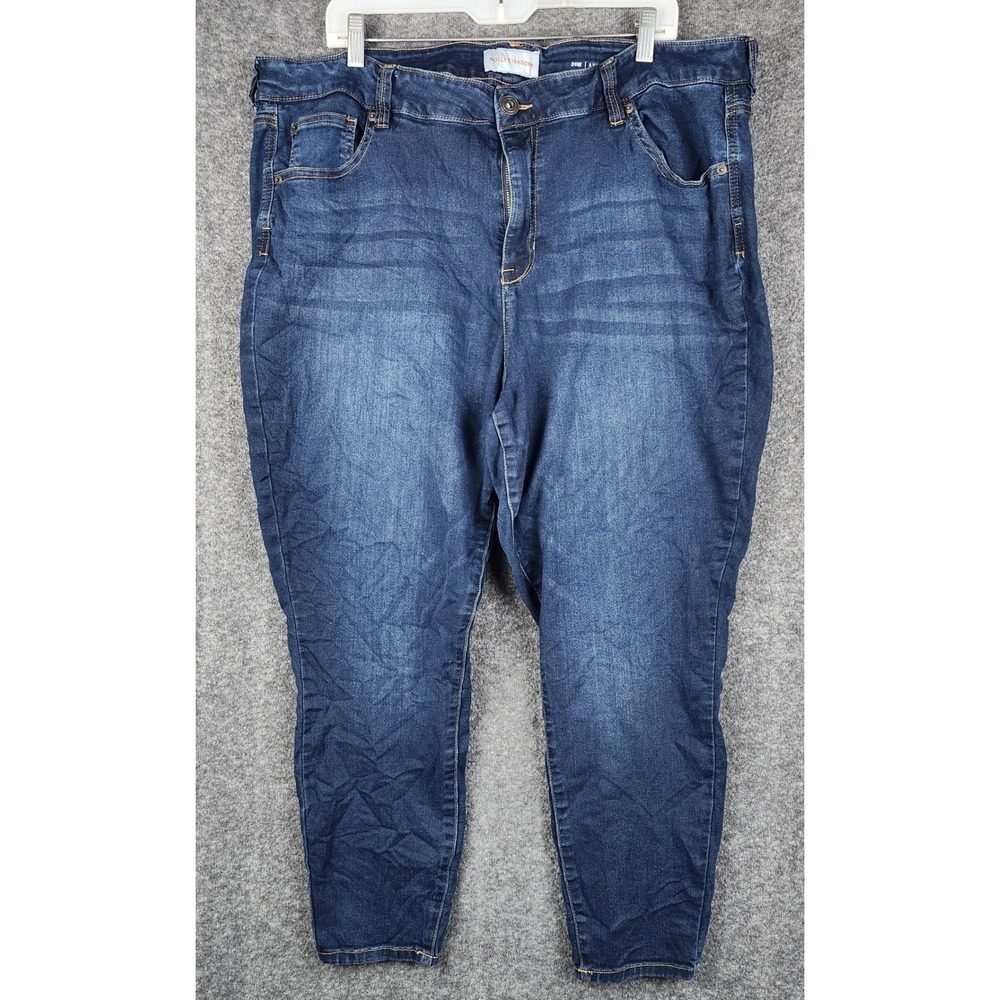 Molly & Isadora Ankle Skinny Jeans Women 24W Dark Blue High Rise Whiskered Denim